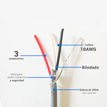 Cargar imagen en el visor de la galería, Bobina de Cable Belden Blindado, 305 Mts. 3x18 AWG (5301FE)
