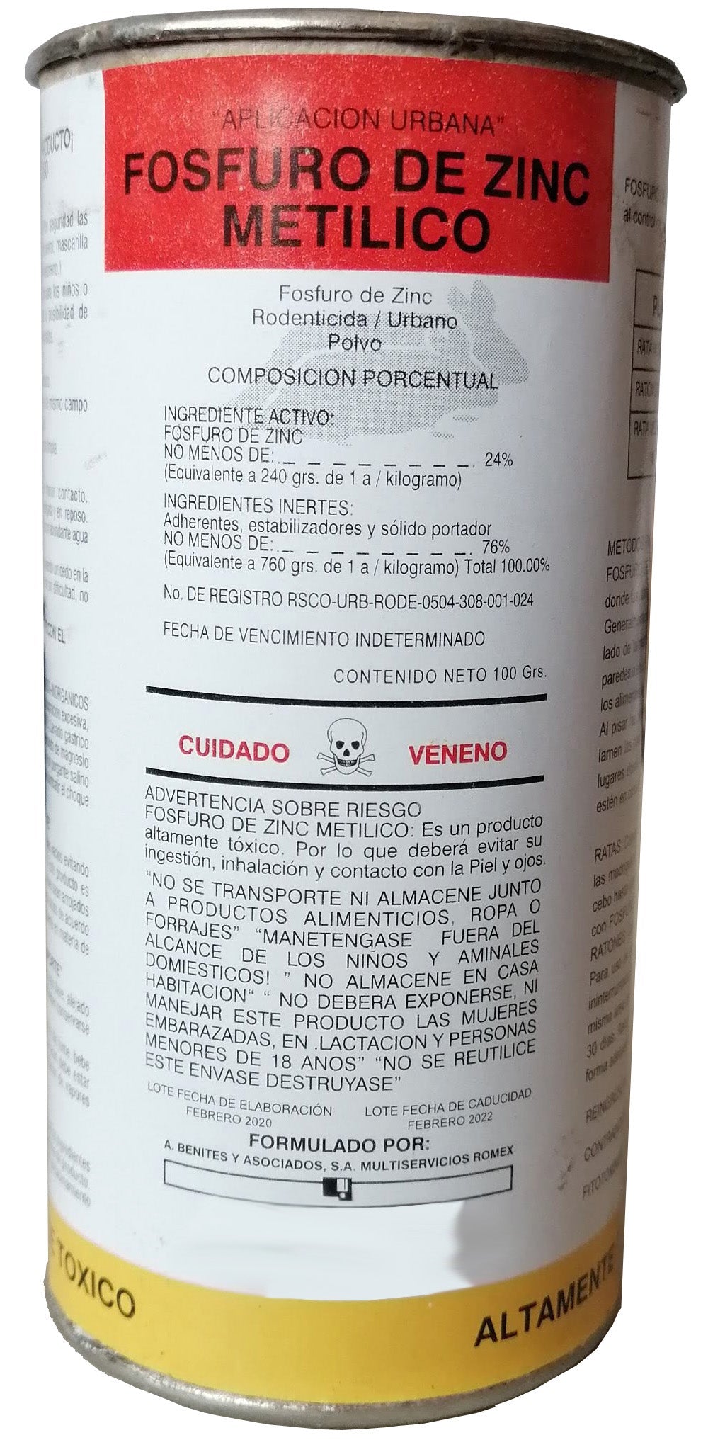 Veneno Rodenticida Ratas Ratones Fosfuro Zinc, Caja 6 Botes