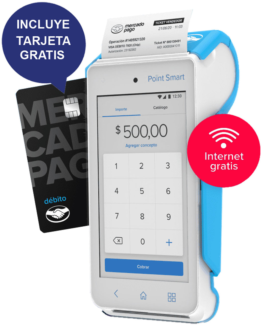 Point Smart Mercado Pago Lector de Tarjetas de Crédito, Debito con tickets