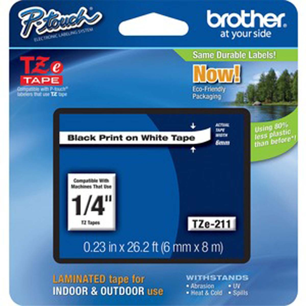 Cinta Negro sobre Blanco 6.35Mm X 7.92 Mts, Laminada (TZE211)