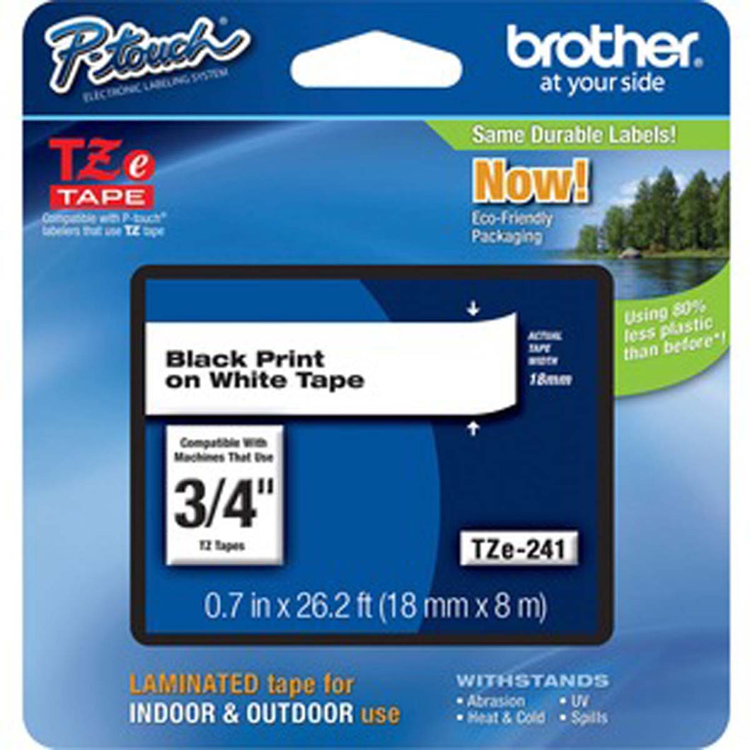 Cinta Negro sobre Blanco, 17.78 Mm X 8 Mts, P-touch (TZE241)